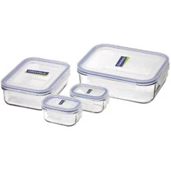 Glasslock Storage Set 4 Piece Set: 1 X 2000ml, 1 X 1000ml, 2 X 150ml