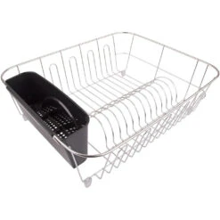 D.Line Large Stainless Steel Dish Drainer With Caddy Black