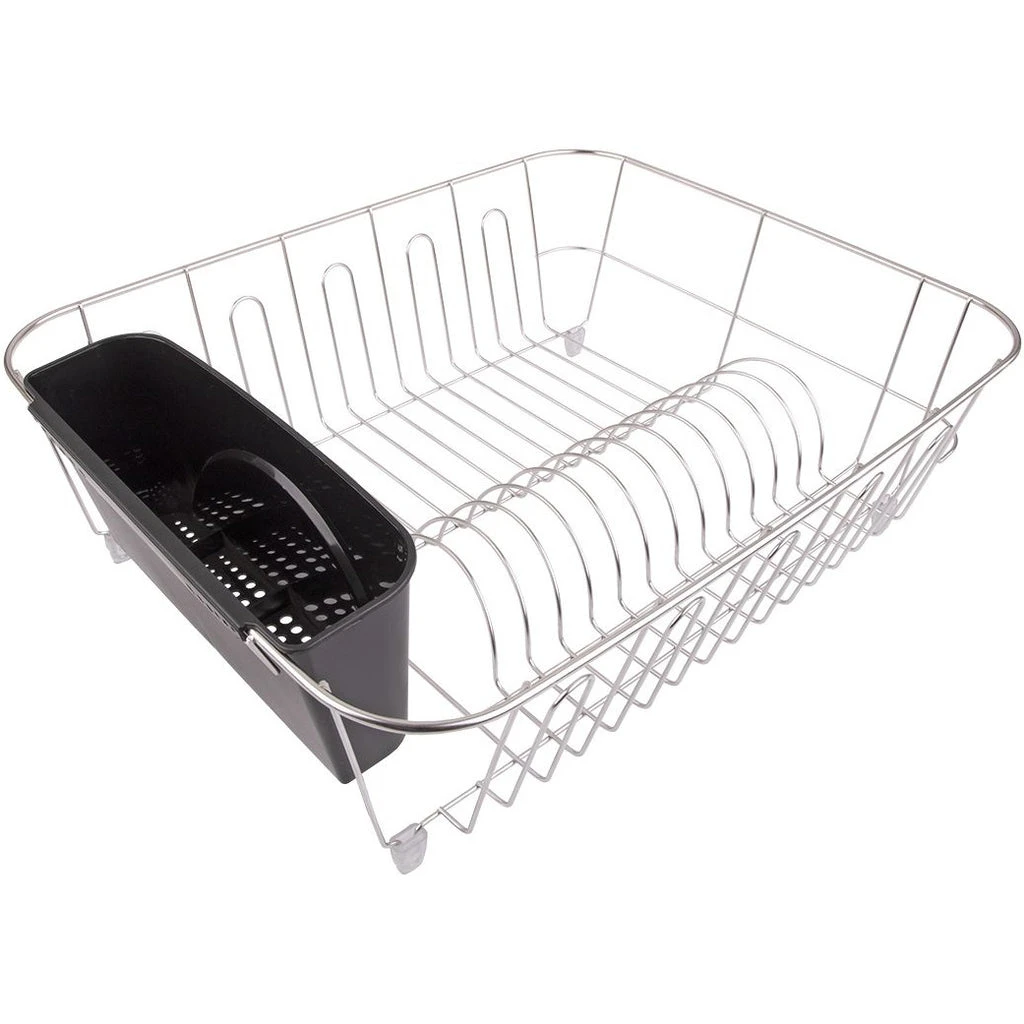 D.Line Large Stainless Steel Dish Drainer With Caddy Black