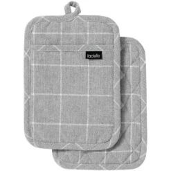 Ladelle Eco Check Grey 2pk Pot Holder