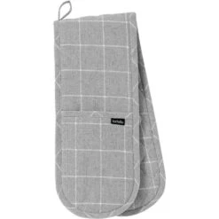 Ladelle Eco Check Grey Double Oven Mitt