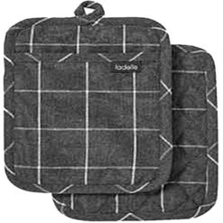 Ladelle Eco Check Charcoal 2pk Pot Holder