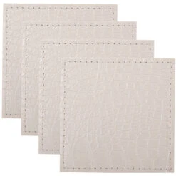 Maxwell And Williams Table Accents Leather Look Alligator Coaster 10x10cm Set Of 4 White
