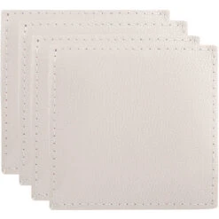 Maxwell And Williams Table Accents Leather Look Cowhide Coaster 10x10cm Set Of 4 Ivory