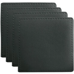 Maxwell And Williams Table Accents Leather Look Cowhide Coaster 10x10cm Set Of 4 Charcoal