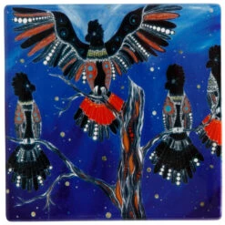 Maxwell And Williams Melanie Hava Ceramic Square Coaster 10cm - Black Cockatoos