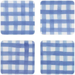 Ecology Ripe Set Of 4 Coasters 10 X 10cm Blue Gingham