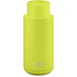 Frank Green 34oz Reusable Bottle - Push Button Lid - Neon Yellow