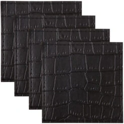 Maxwell And Williams Table Accents Leather Look Alligator Coaster 10x10cm Set Of 4 Black