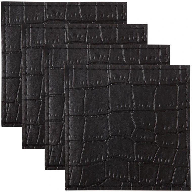 Maxwell And Williams Table Accents Leather Look Alligator Coaster 10x10cm Set Of 4 Black
