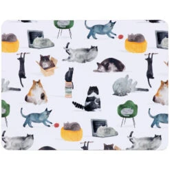 Maxwell And Williams Marc Martin Feline Friends Cork Back Placemat 34x26.5cm Set Of 4