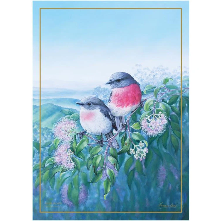 Maxwell And Williams Birds Of Australia Anniversary Tea Towel - Rose Robin