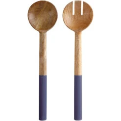 Maxwell And Williams Mezze Salad Servers Mango Wood 31cm Denim
