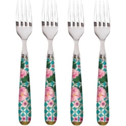 Maxwell And Williams Teas And CS Silk Road Cake Fork Set Of 4 - Aqua