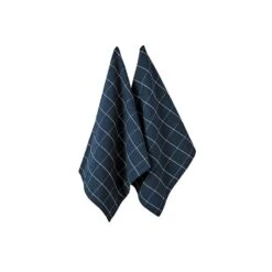 Ladelle Eco Check Navy 2pk Kitchen Towel