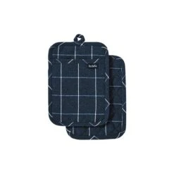 Ladelle Eco Check Navy 2pk Pot Holder