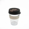 KeepCup Original Clear 12Oz Latte Band Black Lid Brown Plug