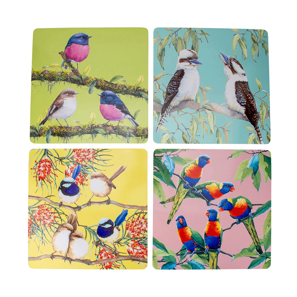 Maxwell And Williams Katherine Castle Bird Talk Cork Back Placemat 29x29cm Set Of 4 Assorted Gift Boxed