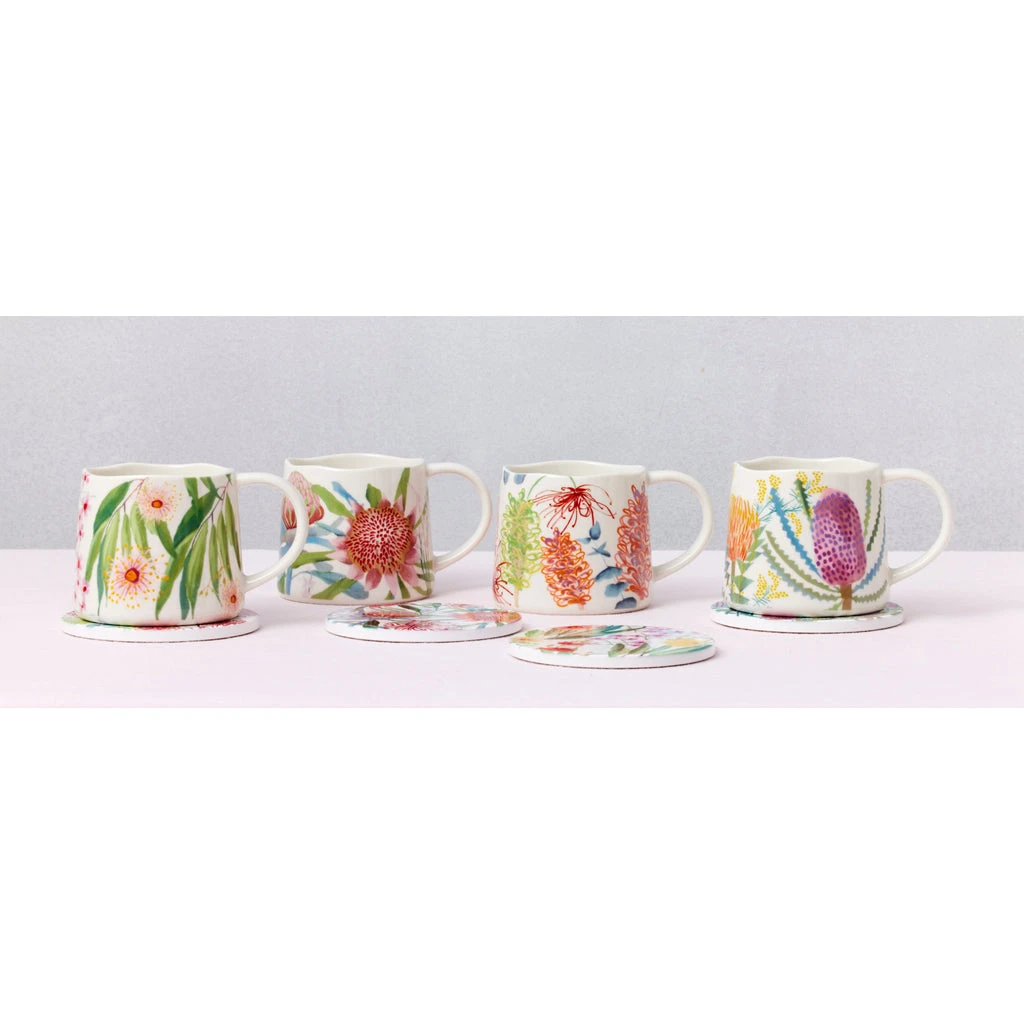 Maxwell And Williams Royal Botanic Gardens Native Blooms Ceramic Coaster 10.5cm Set Of 4 Gift Boxed - Image 2